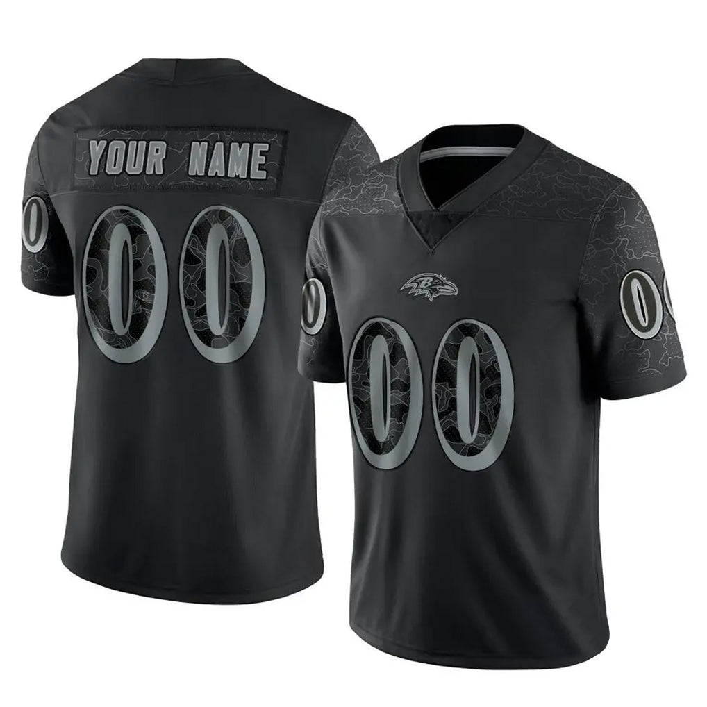 Mdoa Custom B.Ravens Black RFLCTV Limited Any Name & Numbers Stitched Jerseys
