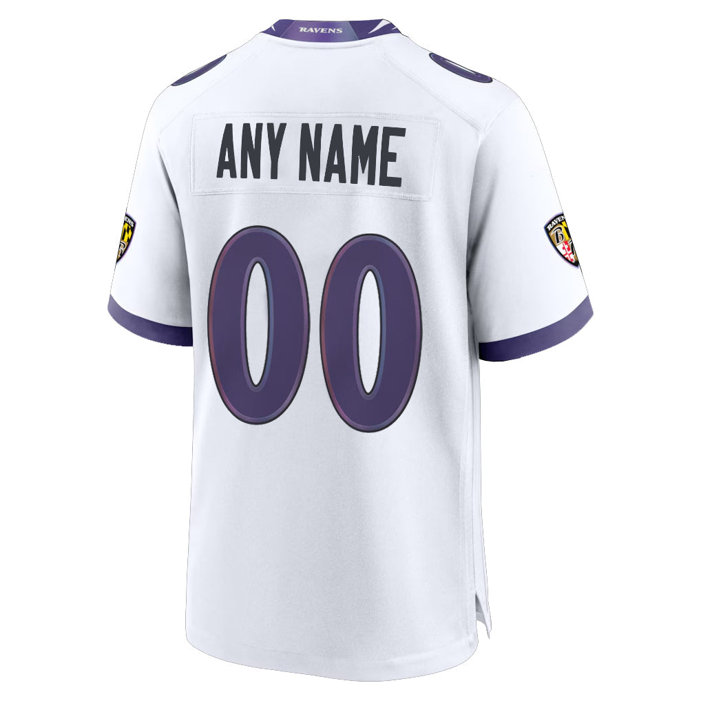 Mdoa Custom B.Ravens White Home Game Any Name & Numbers Stitched Jerseys