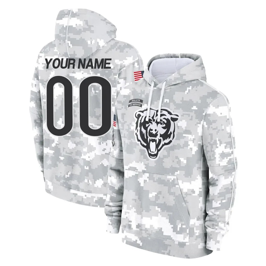 Mdoa Custom C.Bears Arctic Camo Salute to Service Pullover Hoodies Limited Any Name & Numbers Stitched Jerseys