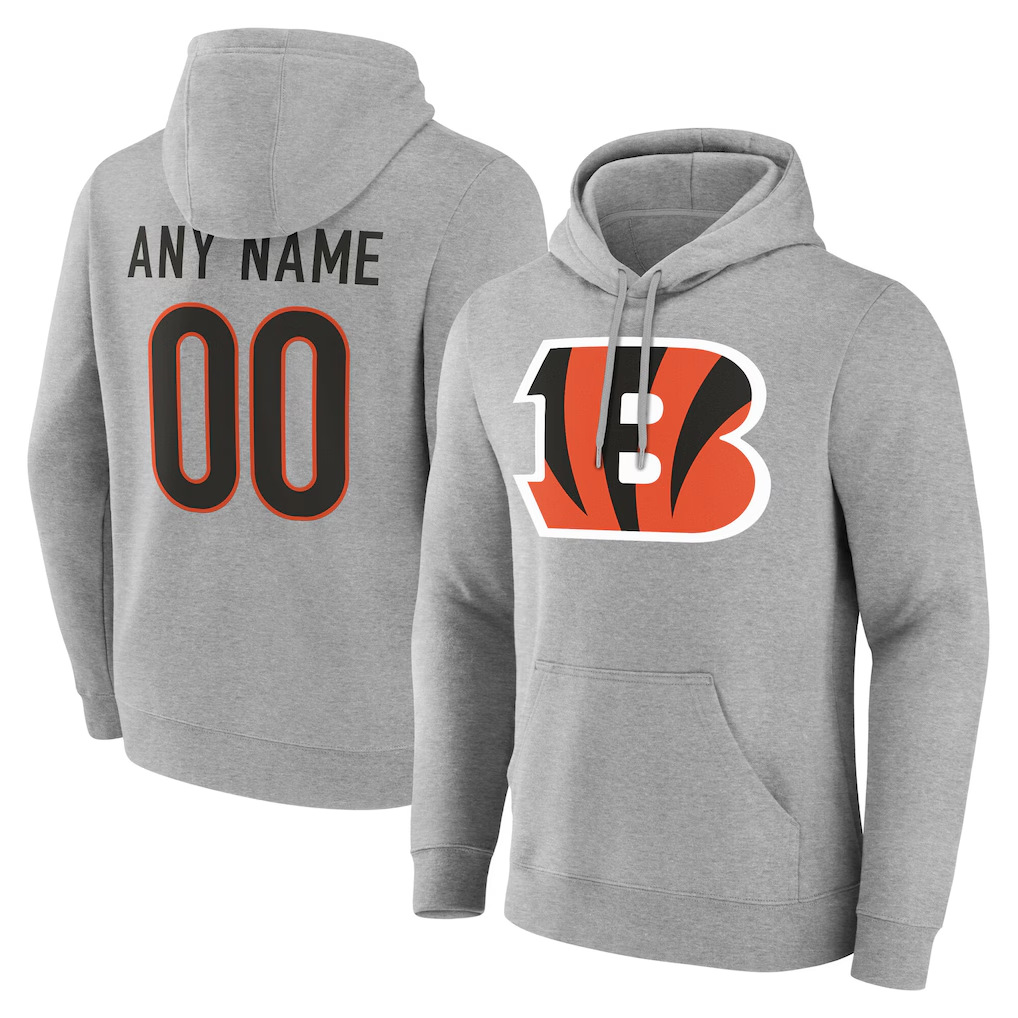 Mdoa Custom C.Bengals Gray Team Authentic Personalized Name & Number Hoodie Stitched Jerseys