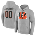 Mdoa Custom C.Bengals Gray Team Authentic Personalized Name & Number Hoodie Stitched Jerseys