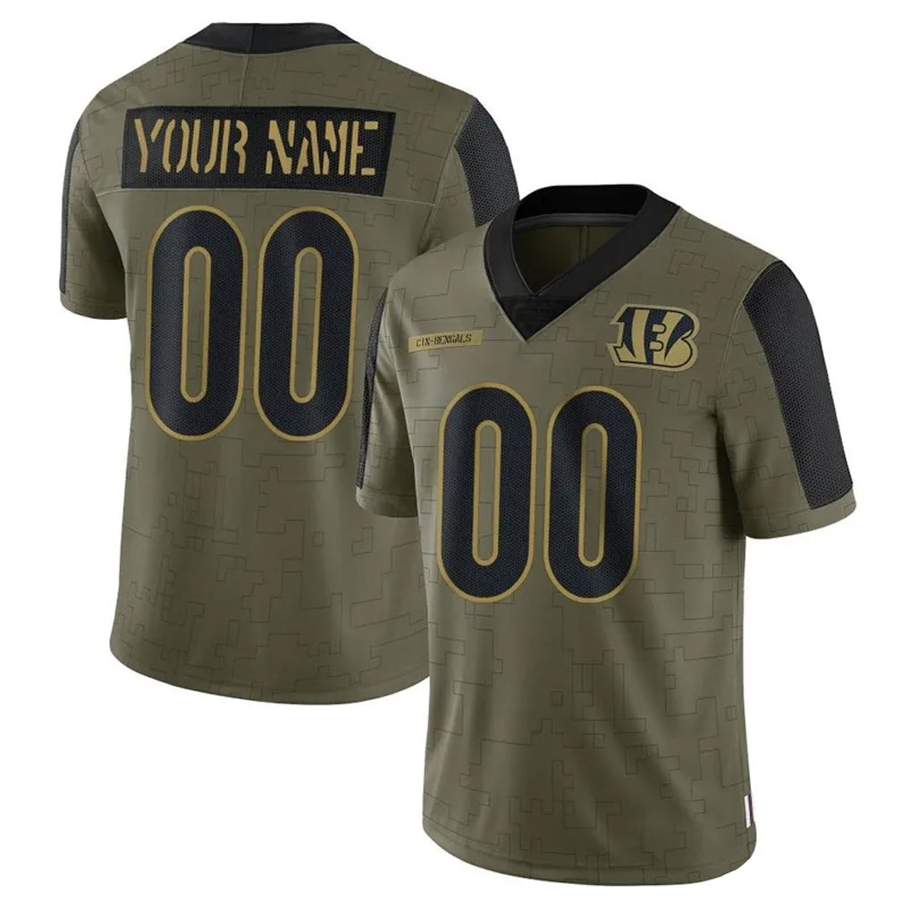 Mdoa Custom C.Bengals Olive Salute to Service Game Any Name & Numbers Stitched Jerseys