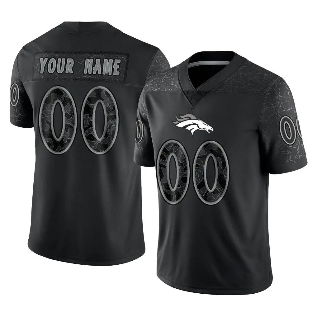 Mdoa Custom D.Broncos Black Reflective Limited Any Name & Numbers Stitched Jerseys