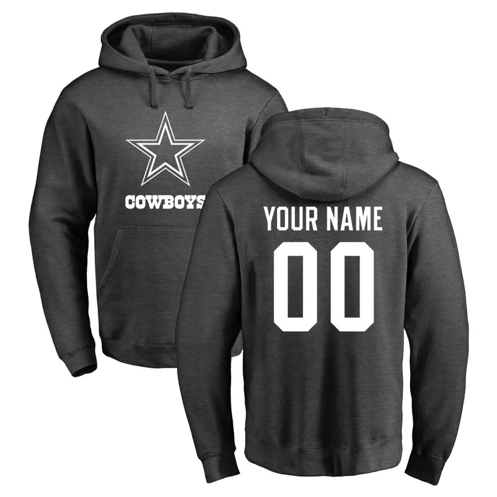 Mdoa Custom D.Cowboys Ash One Color Pullover Hoodie Limited Any Name & Numbers Stitched Jerseys