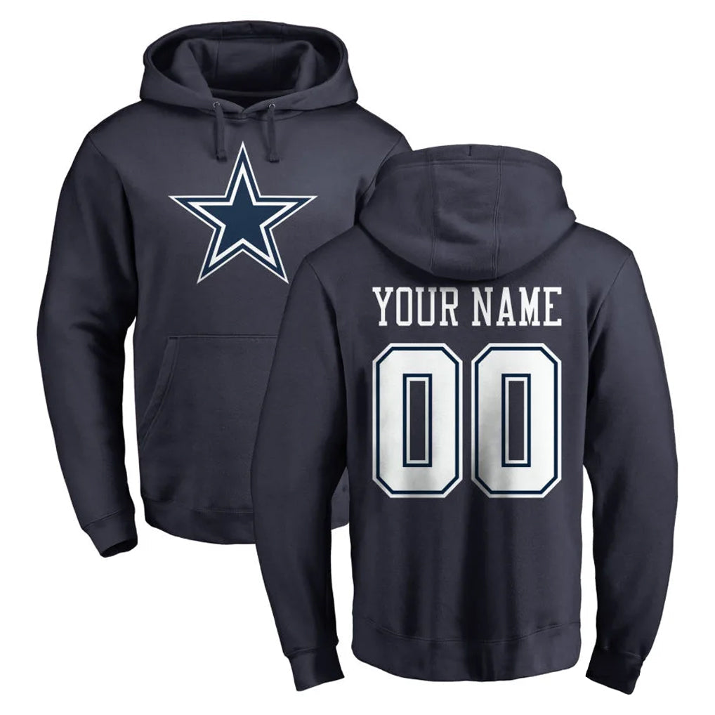 Mdoa Custom D.Cowboys Navy Pullover Hoodies Limited Any Name & Numbers Stitched Jerseys