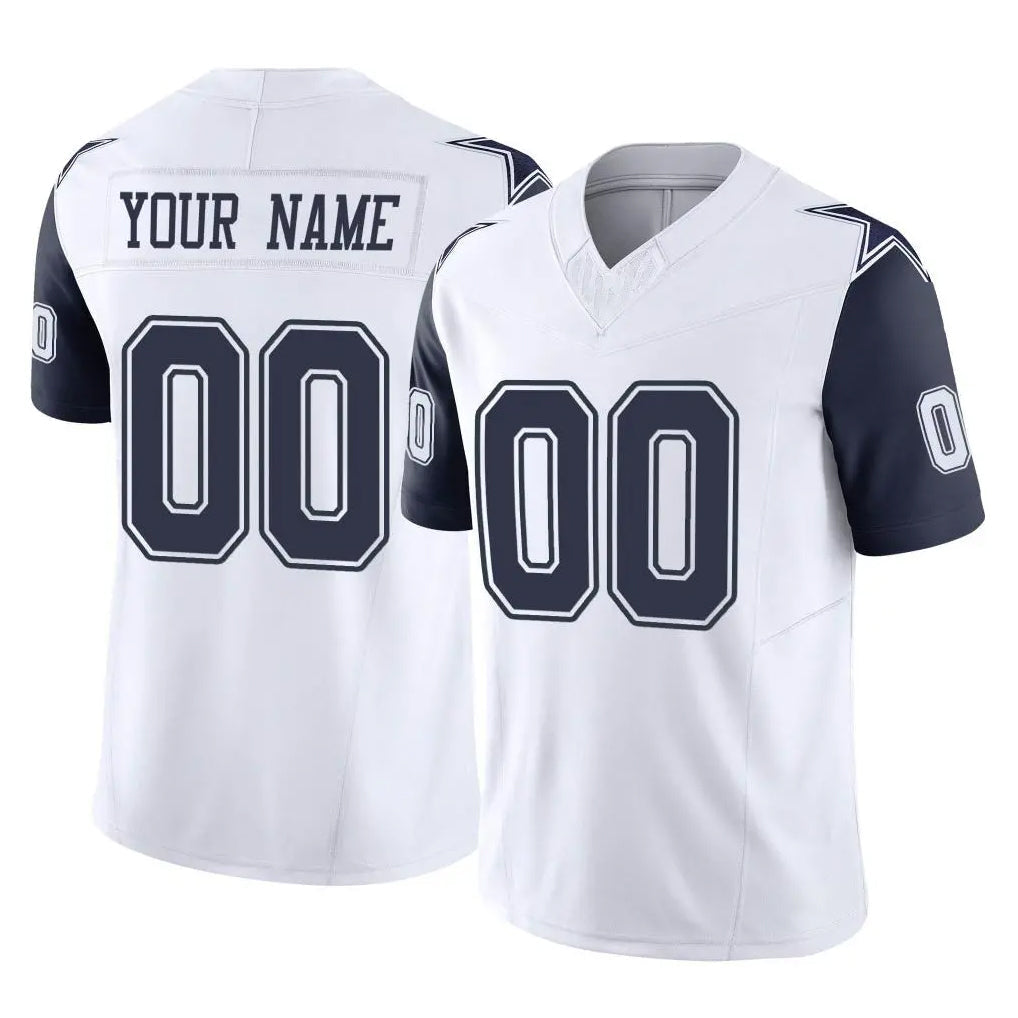 Mdoa Custom D.Cowboys White-Navy Limited Vapor F.U.S.E. Home Game Any Name & Numbers Stitched Jerseys