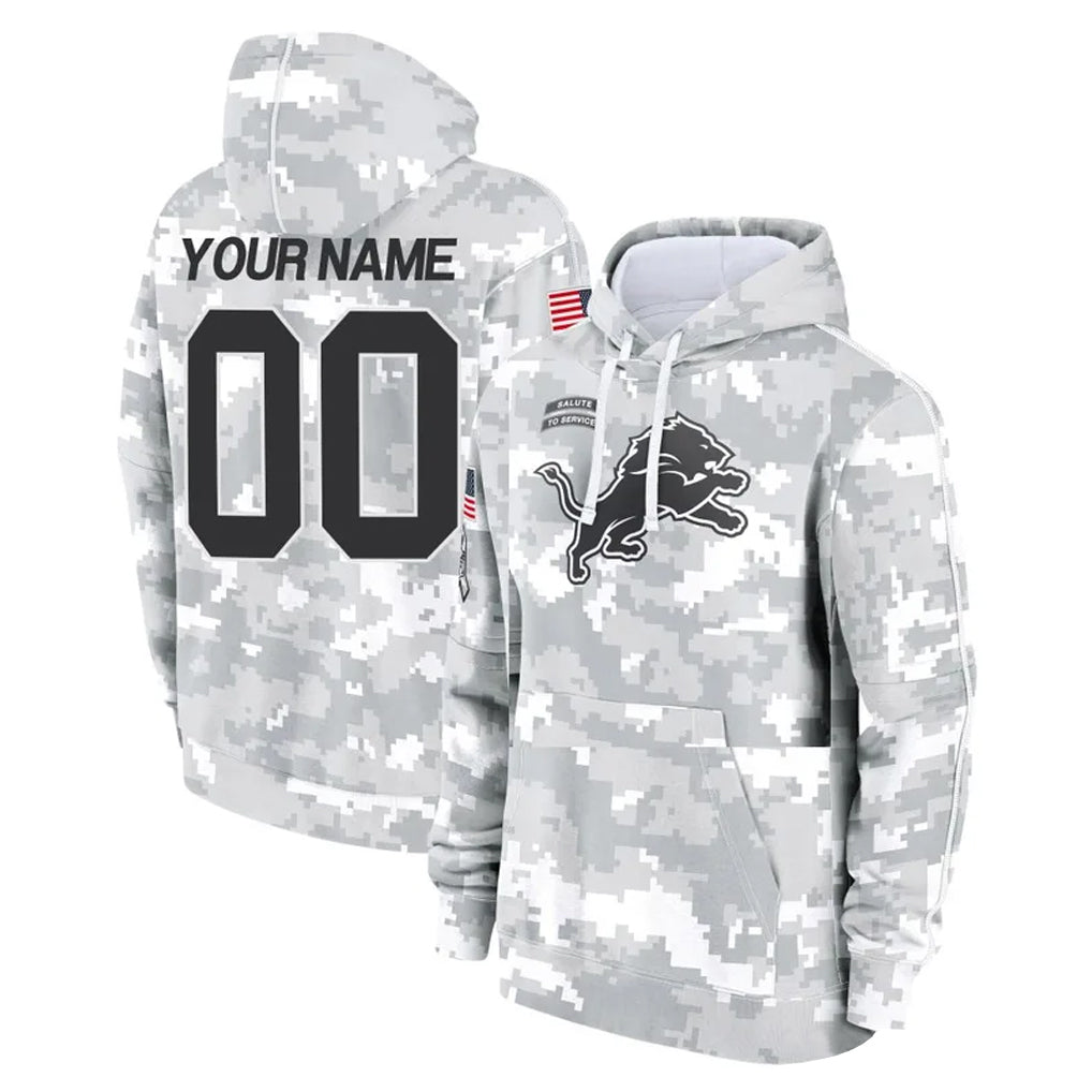 Mdoa Custom D.Lions Arctic Camo Salute to Service Hoodies Limited Game Any Name & Numbers Stitched Jerseys