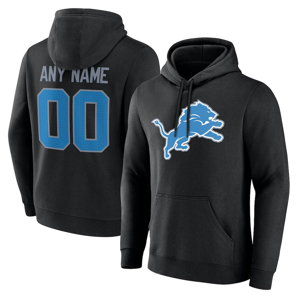 Mdoa Custom D.Lions Black Pullover Hoodies Limited Any Name & Numbers Stitched Jerseys