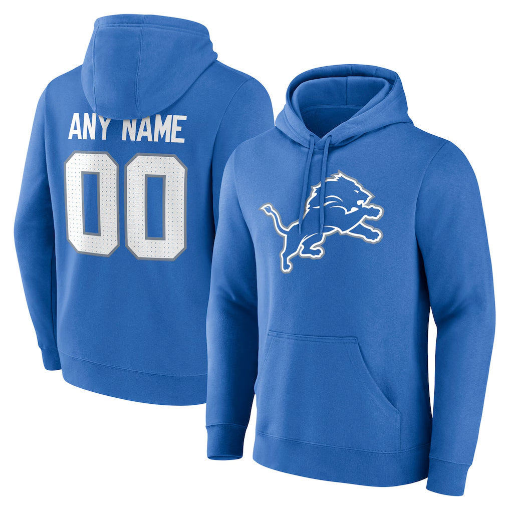 Mdoa Custom D.Lions Blue Pullover Hoodies Limited Any Name & Numbers Stitched Jerseys