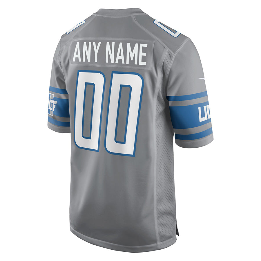 Mdoa Custom D.Lions Gray Replica Game Stitched Jerseys