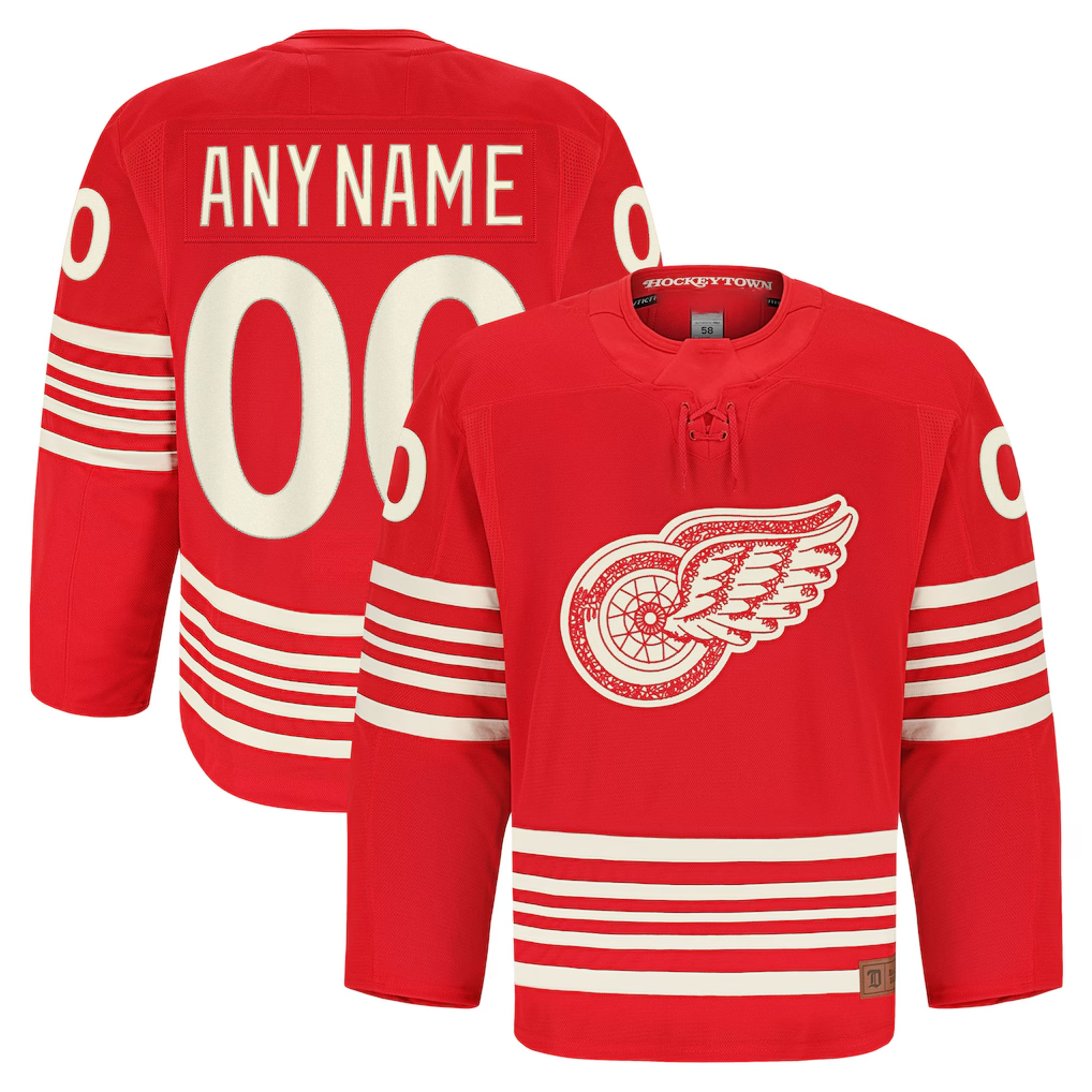 Mdoa Custom D.Red wings Red Anniversary Authentic Pro Jerseys