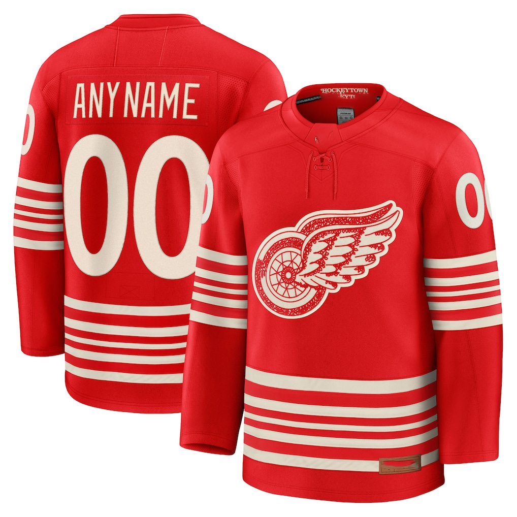 Mdoa Custom D.Red wings Red Centennial Premium Jerseys