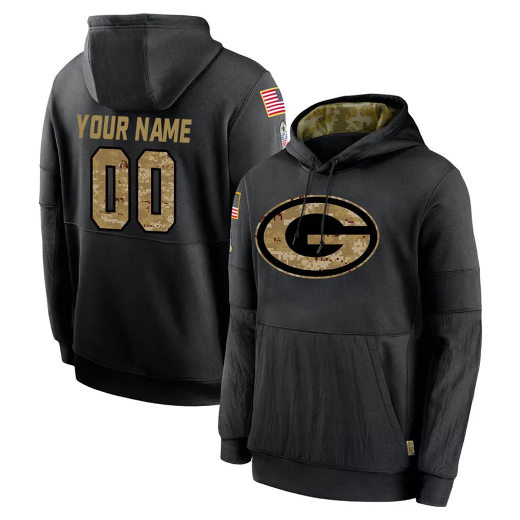 Mdoa Custom GB.Packers Black Salute to Service Hoodies Limited Game Any Name & Numbers Stitched Jerseys