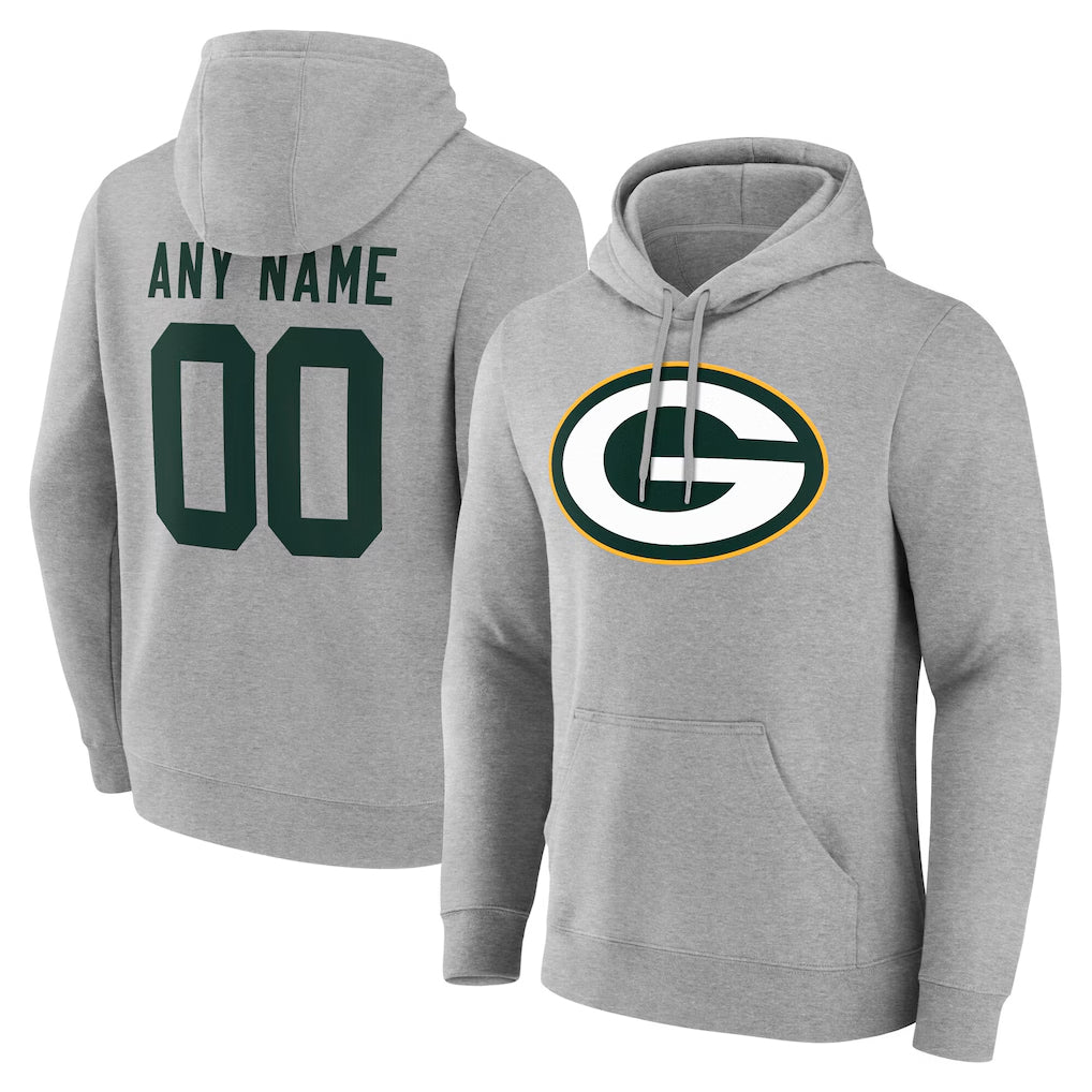 Mdoa Custom GB.Packers Gray Circuit Logo Pullover Hoodies Limited Game Any Name & Numbers Stitched Jerseys