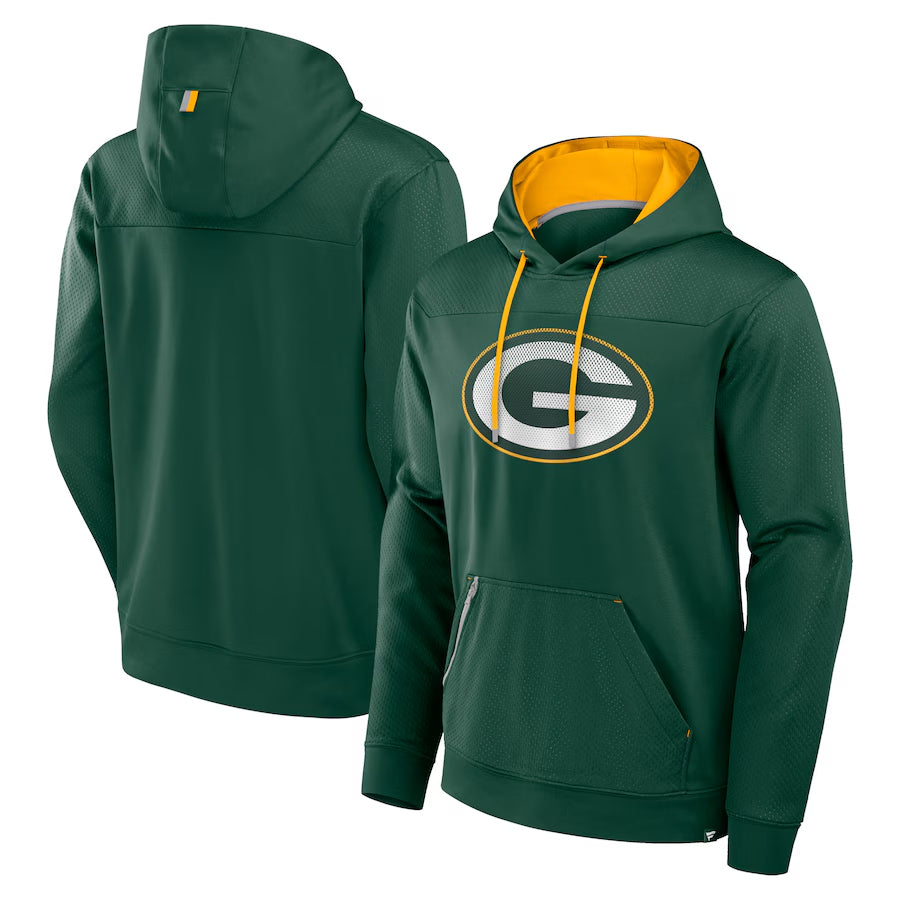 Mdoa Custom GB.Packers Green Defender Pullover Hoodie Game Stitched Jerseys