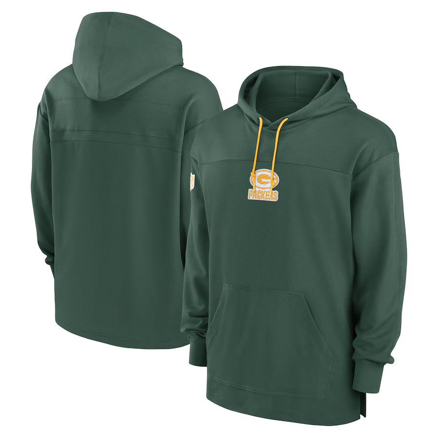 Mdoa Custom GB.Packers Green Sideline Pullover Hoodie Stitched Jerseys