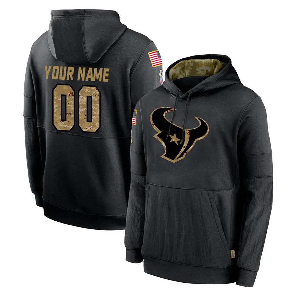 Mdoa Custom H.Texans Black Salute to Service Hoodies Limited Game Any Name & Numbers Stitched Jerseys