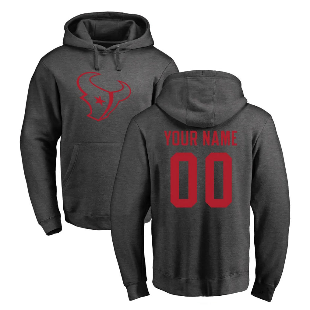 Mdoa Custom H.Texans Gray Pro Line Pullover Hoodie Limited Game Any Name & Numbers Stitched Jerseys