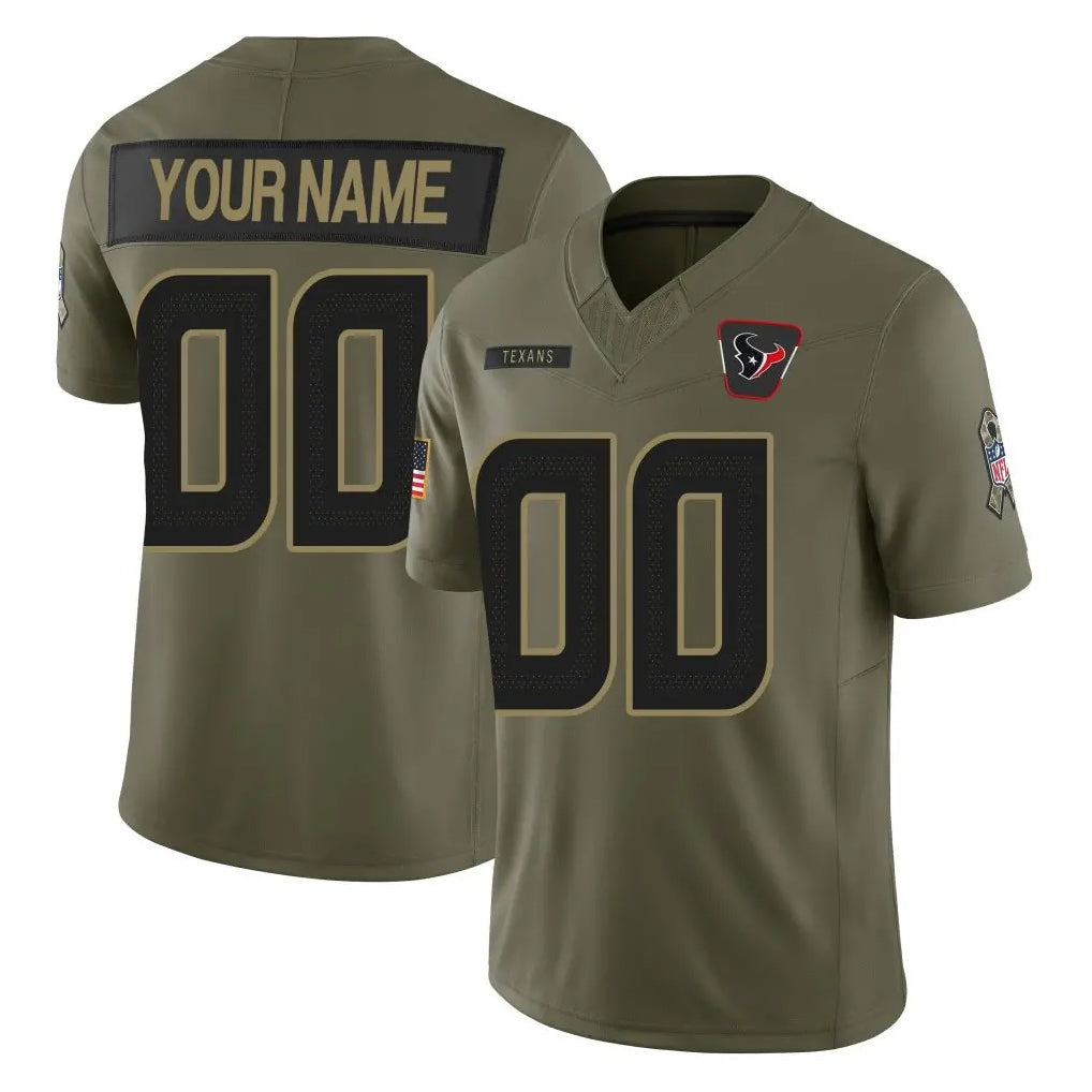 Mdoa Custom H.Texans Olive 2025 Salute To Service Limited Game Any Name & Numbers Stitched Jerseys