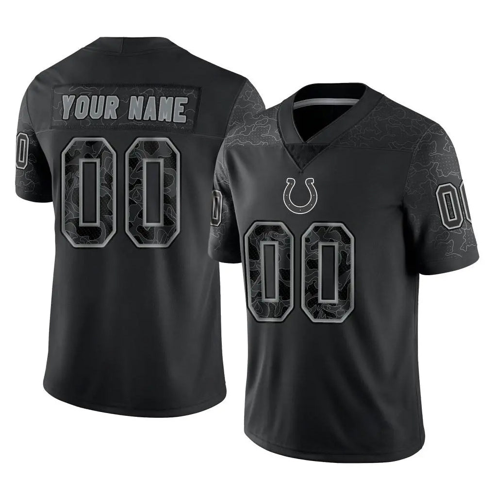Mdoa Custom IN.Colts Black Reflective Limited Game Any Name & Numbers Stitched Jerseys