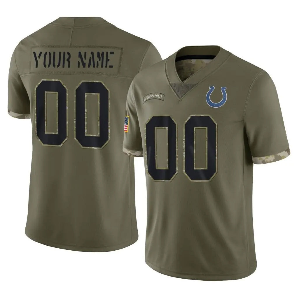 Mdoa Custom IN.Colts Olive Salute To Service Limited Any Name & Numbers Stitched Jerseys