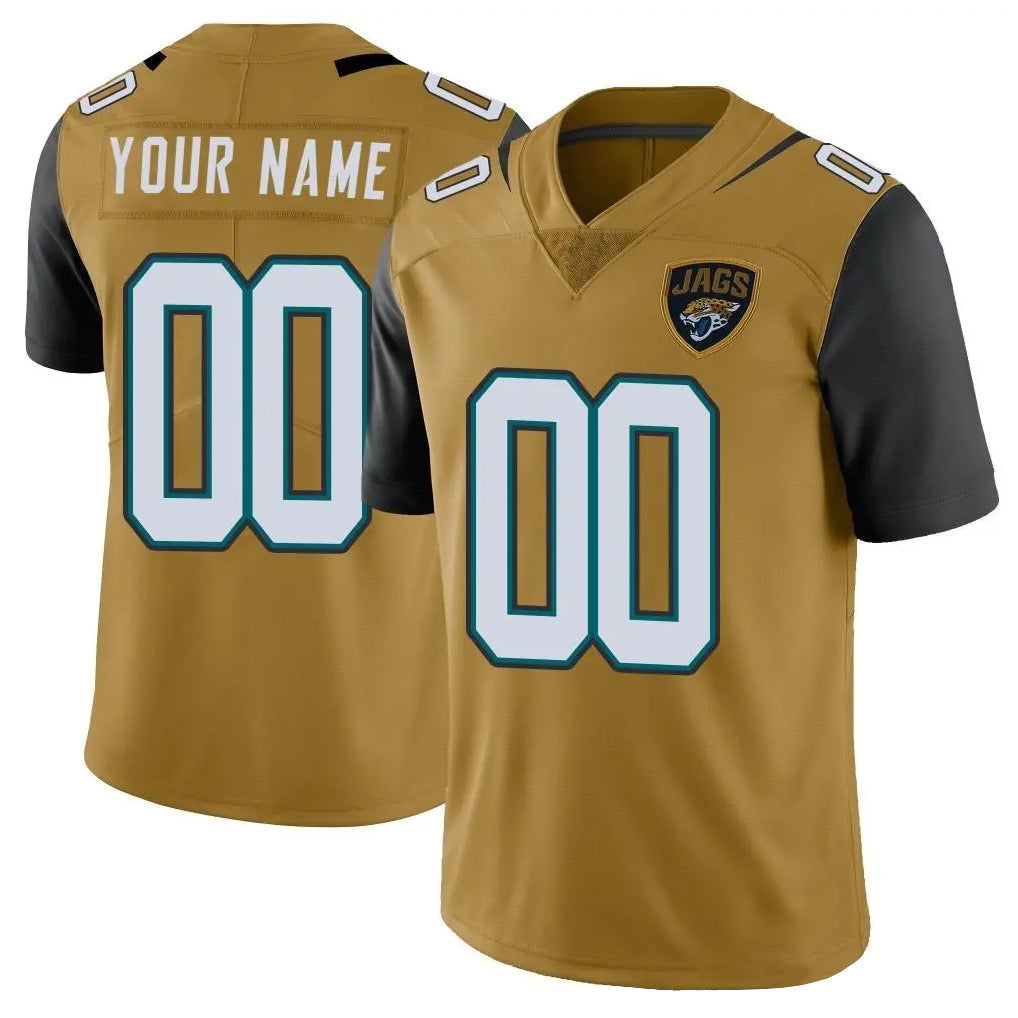 Mdoa Custom J.Jaguars Gold Vapor Limited Home Game Any Name & Numbers Stitched Jerseys