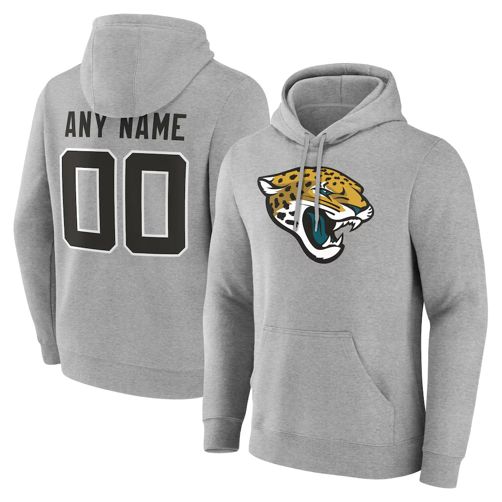Mdoa Custom J.Jaguars Gray Pullover Hoodies Any Name & Numbers Limited Stitched Jerseys