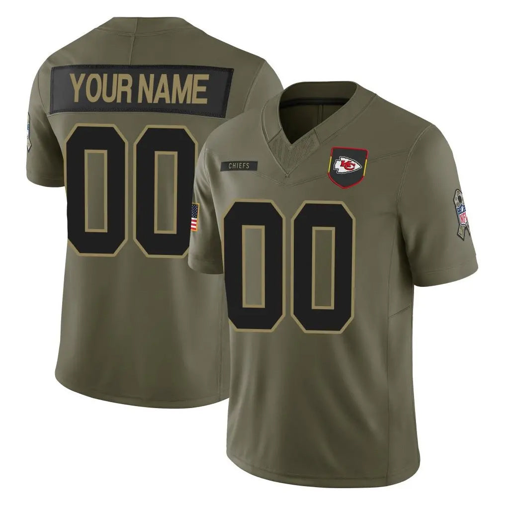 Mdoa Custom KC.Chiefs Olive 2025 Salute To Service Limited Game Any Name & Numbers Stitched Jerseys