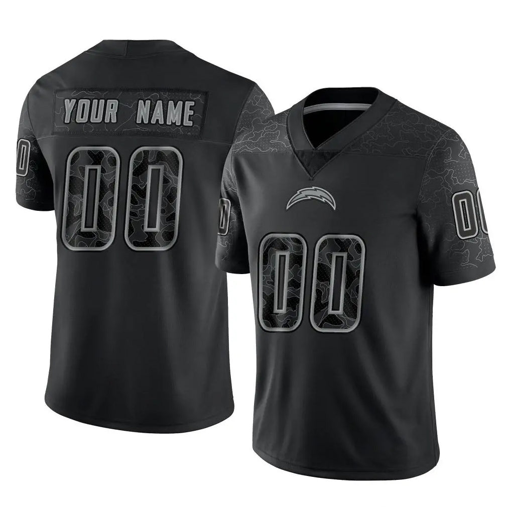 Mdoa Custom LA.Chargers Black Reflective Limited Game Any Name & Numbers Stitched Jerseys