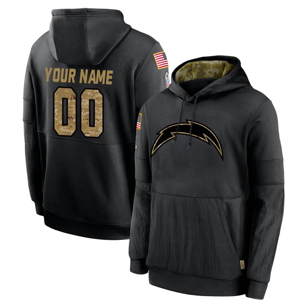 Mdoa Custom LA.Chargers Black Salute to Service Hoodies Limited Game Any Name & Numbers Stitched Jerseys