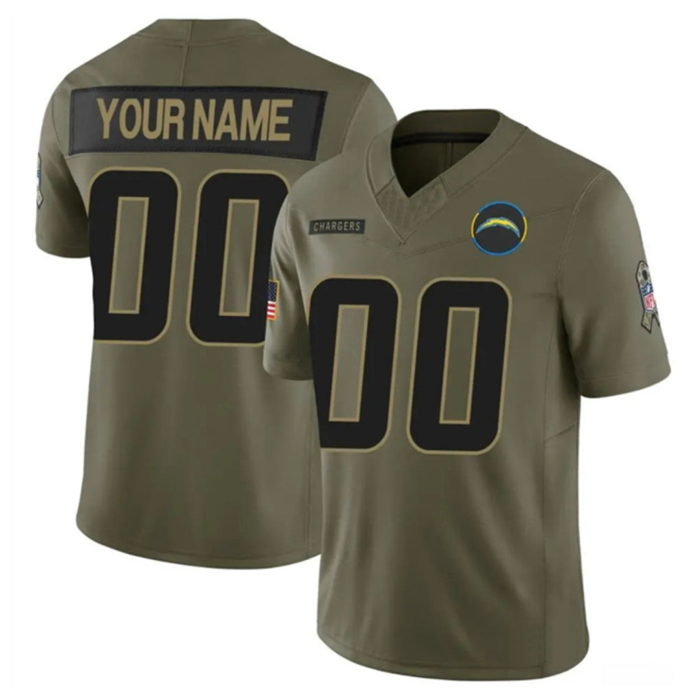 Mdoa Custom LA.Chargers Salute To Service Olive Limited Stitched Jerseys