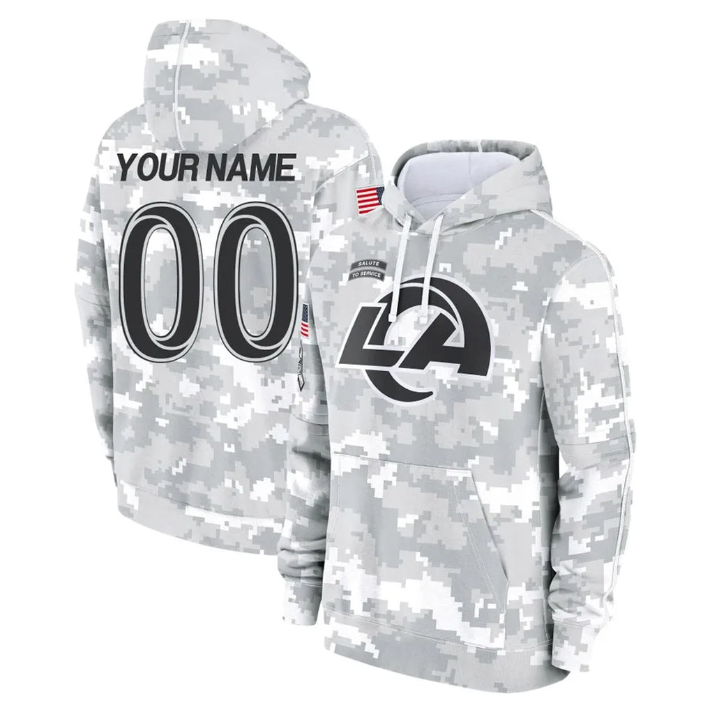 Mdoa Custom LA.Rams Arctic Camo Salute to Service Hoodies Limited Game Any Name & Numbers Stitched Jerseys