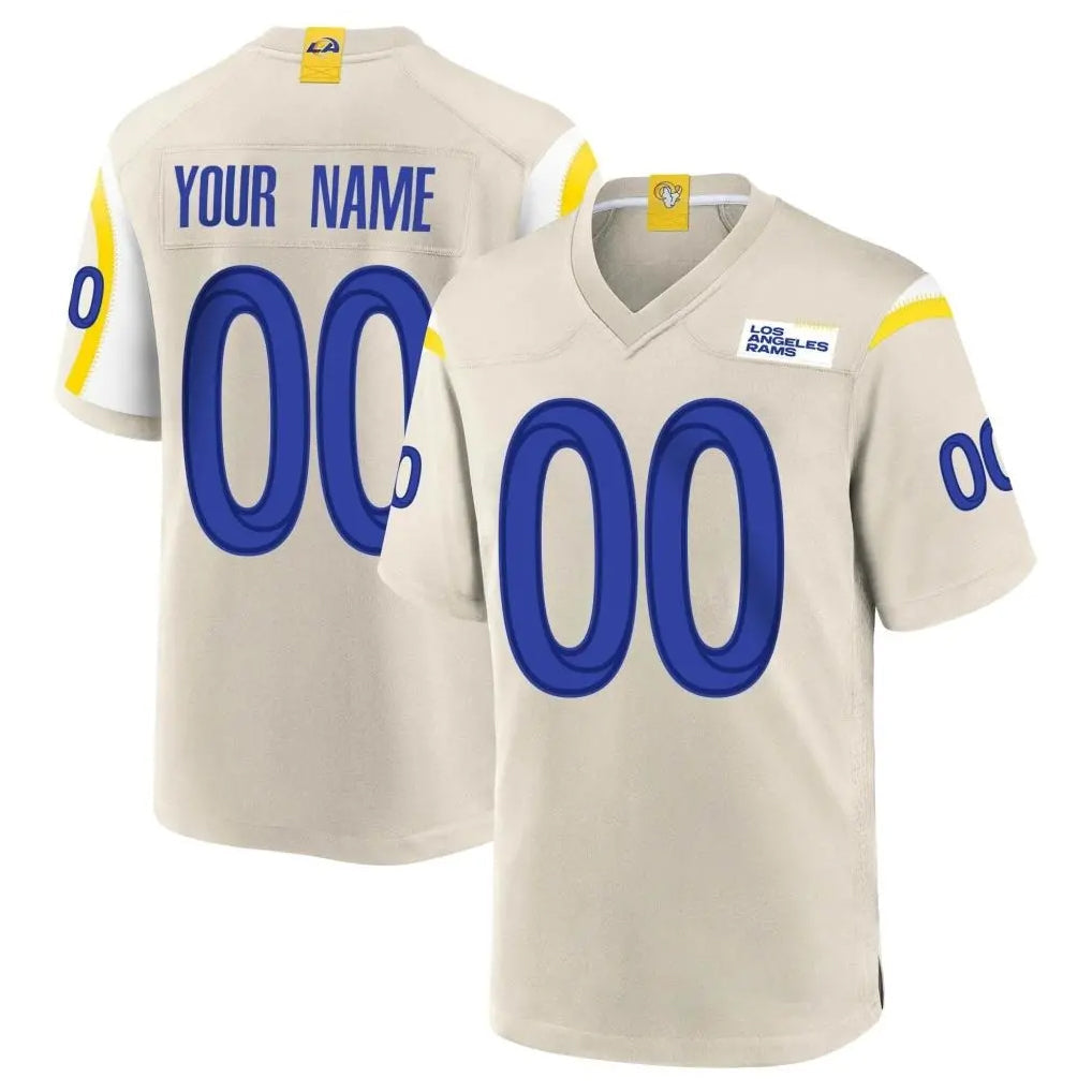 Mdoa Custom LA.Rams Bone Home Game Any Name & Numbers Stitched Jerseys