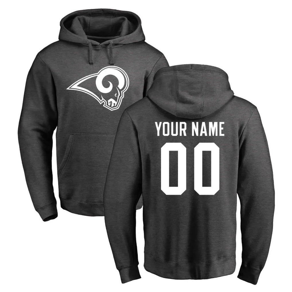 Mdoa Custom LA.Rams Gray Pullover Hoodie Limited Game Any Name & Numbers Stitched Jerseys