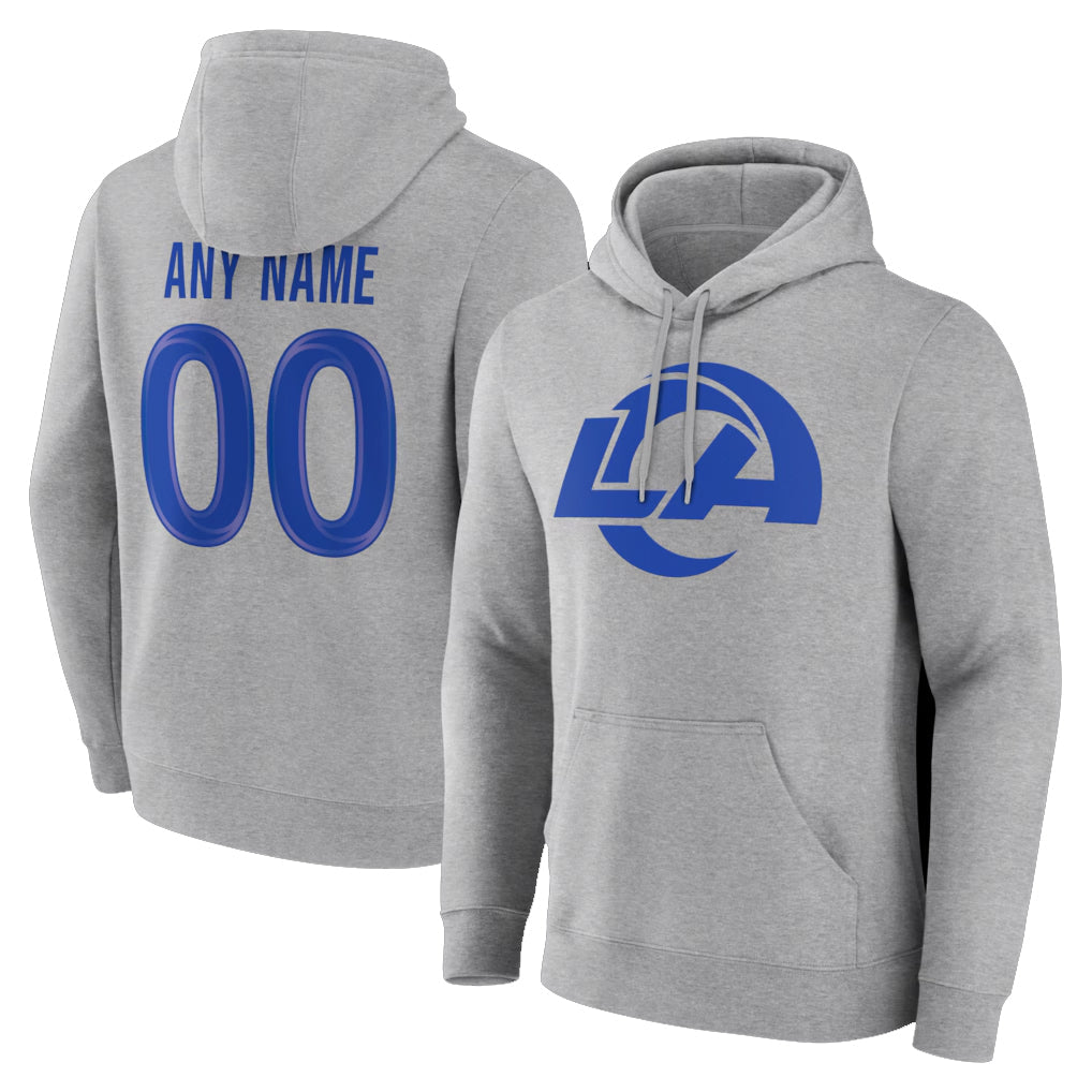 Mdoa Custom LA.Rams Light Gray Pullover Hoodie Limited Game Any Name & Numbers Stitched Jerseys