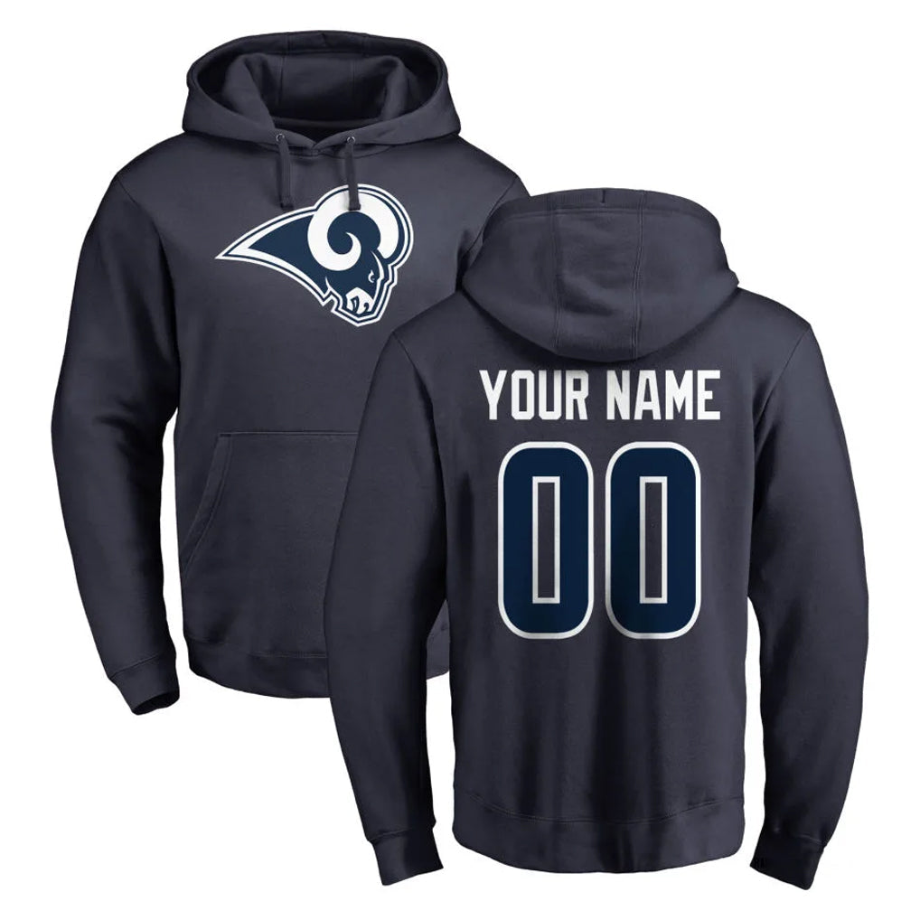 Mdoa Custom LA.Rams Navy Pullover Hoodie Limited Game Any Name & Numbers Stitched Jerseys