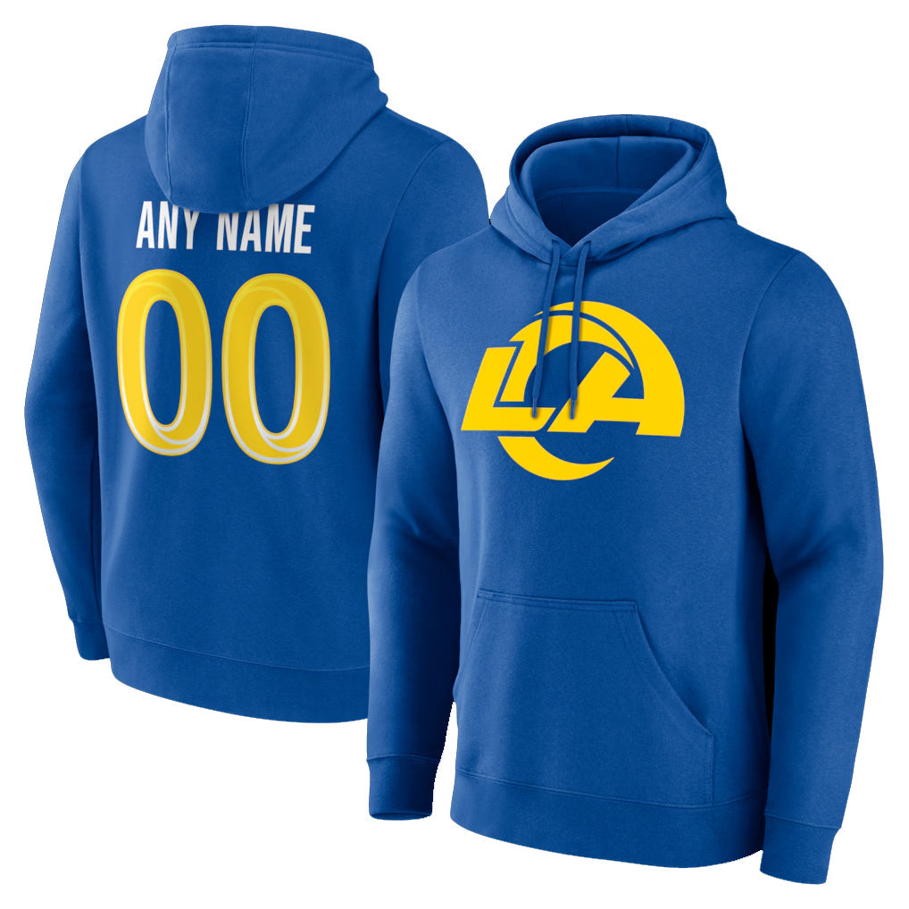 Mdoa Custom LA.Rams Royal Pullover Hoodie Limited Game Any Name & Numbers Stitched Jerseys