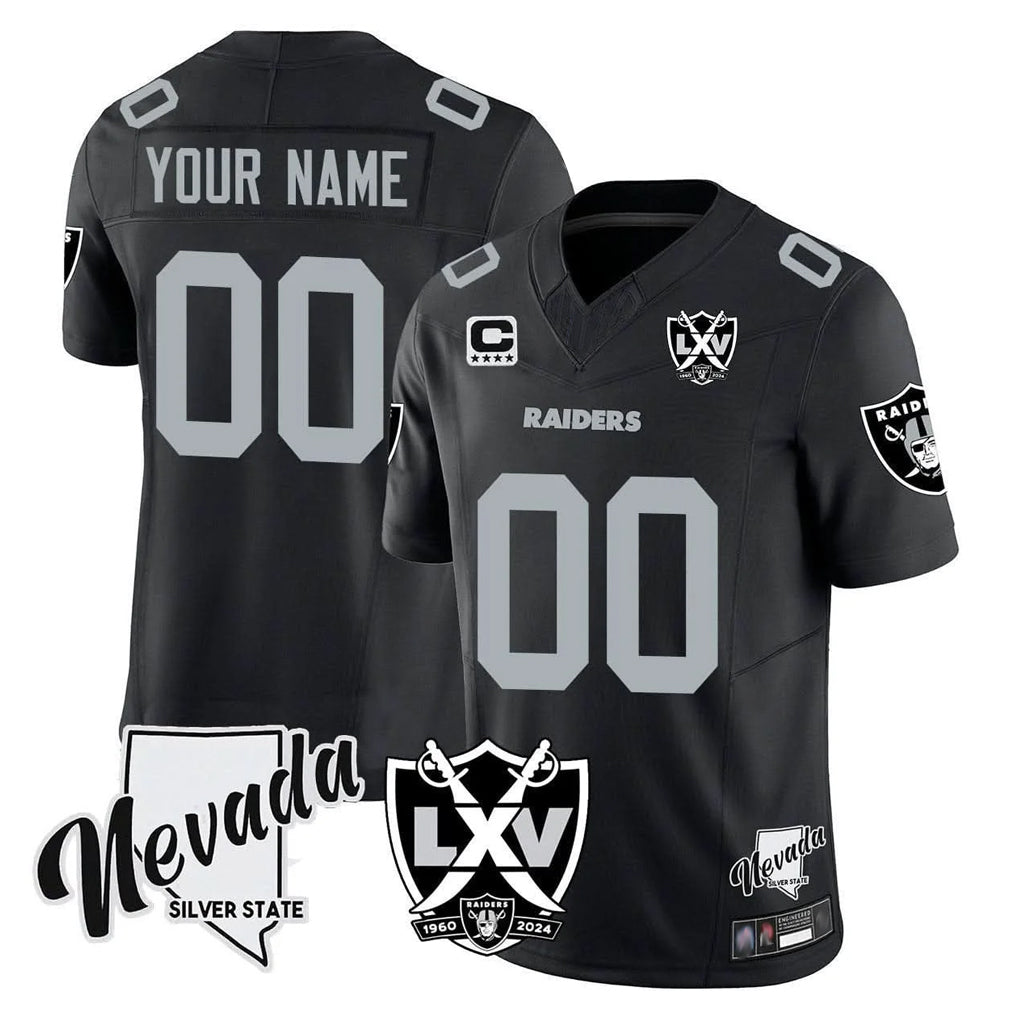 Mdoa Custom LV.Raiders Black 65th Anniversary Vapor Limited Home Game Any Name & Numbers Stitched Jerseys