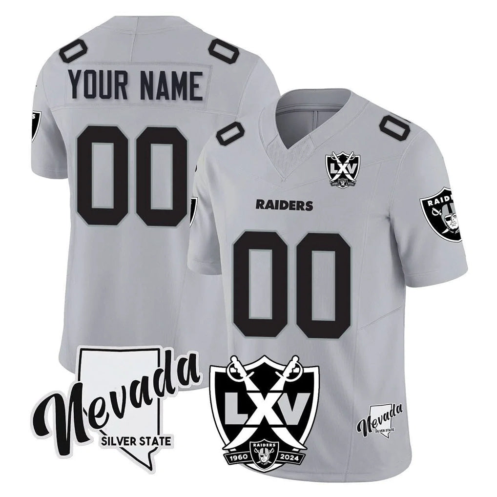 Mdoa Custom LV.Raiders Gray 65th Anniversary Vapor Limited Home Game Any Name & Numbers Stitched Jerseys
