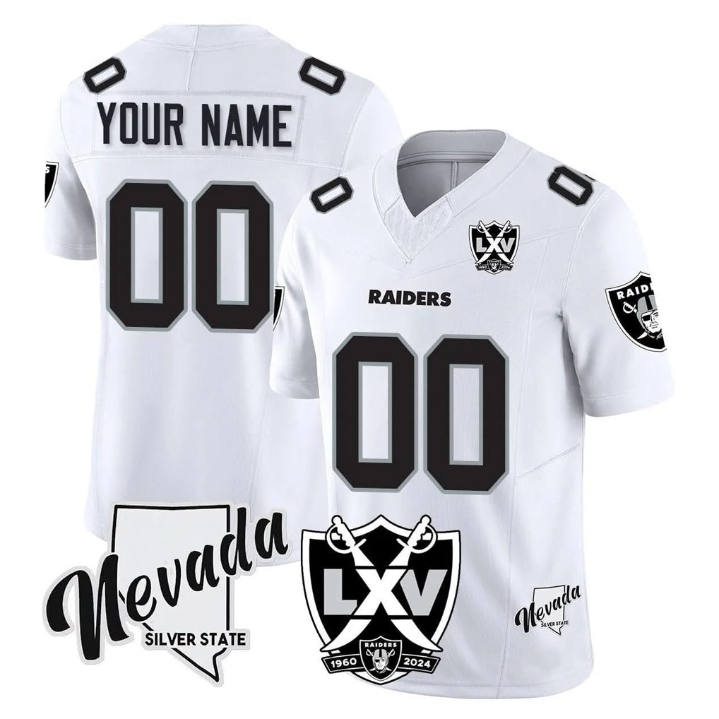 Mdoa Custom LV.Raiders White 65th Anniversary Vapor Limited Home Game Any Name & Numbers Stitched Jerseys