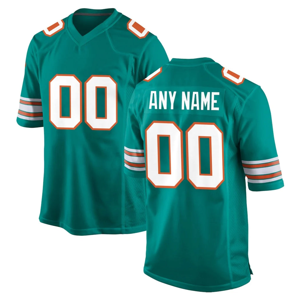 Mdoa Custom M.Dolphins Aqua Alternate Home Game Any Name & Numbers Stitched Jerseys