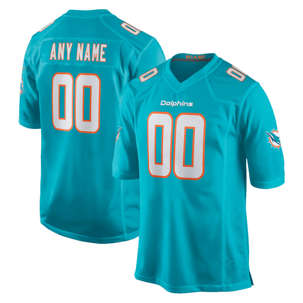 Mdoa Custom M.Dolphins Aqua Home Game Any Name & Numbers Stitched Jerseys