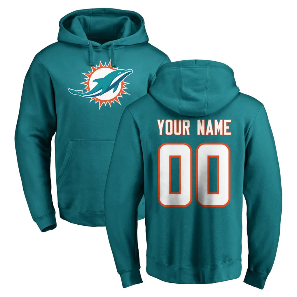 Mdoa Custom M.Dolphins Aqua LOGO Pullover Hoodies Limited Any Name & Numbers Stitched Jerseys