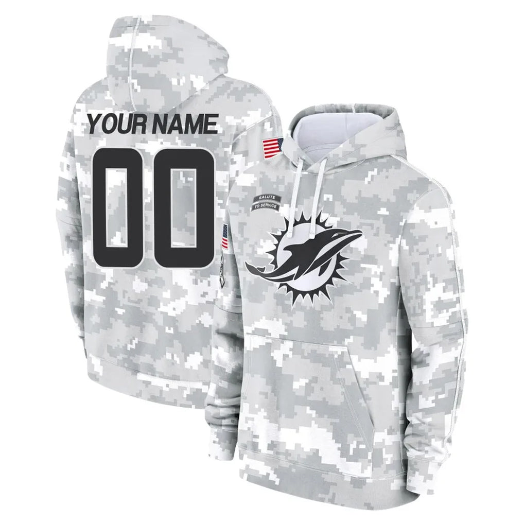 Mdoa Custom M.Dolphins Arctic Camo Salute to Service Hoodies Limited Game Any Name & Numbers Stitched Jerseys