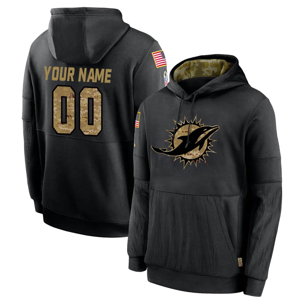 Mdoa Custom M.Dolphins Black Salute to Service Hoodies Limited Game Any Name & Numbers Stitched Jerseys