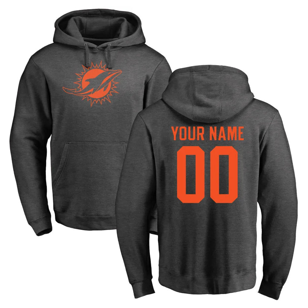 Mdoa Custom M.Dolphins Darkgray Pullover Hoodies Limited Any Name & Numbers Stitched Jerseys