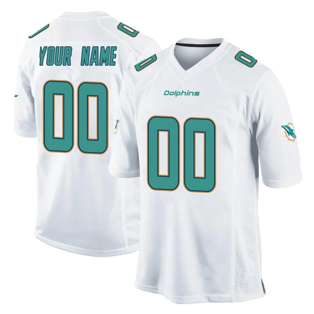 Mdoa Custom M.Dolphins White Home Game Any Name & Numbers Stitched Jerseys