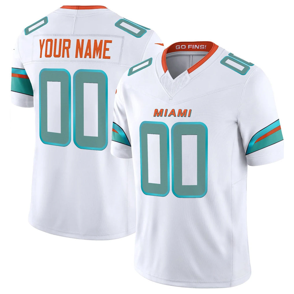 Mdoa Custom M.Dolphins White Limited Vapor F.U.S.E. Home Game Any Name & Numbers Stitched Jerseys