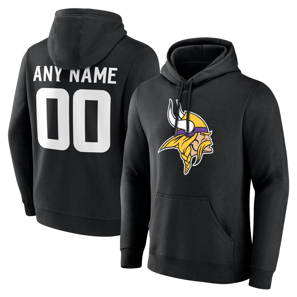 Mdoa Custom MN.Vikings Black LOGO Pullover Hoodies Limited Any Name & Numbers Stitched Jerseys