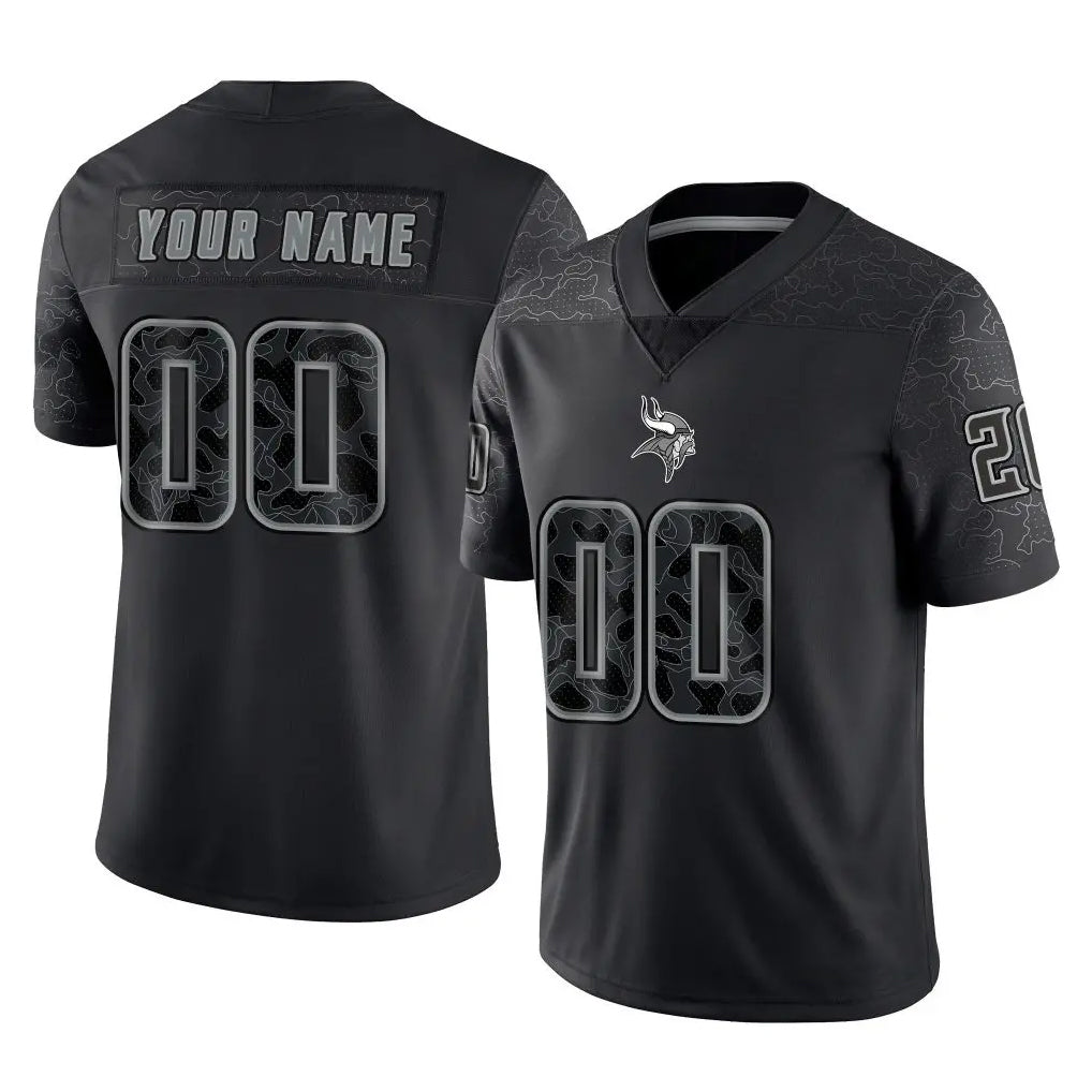 Mdoa Custom MN.Vikings Black Limited Reflective Home Game Any Name & Numbers Stitched Jerseys
